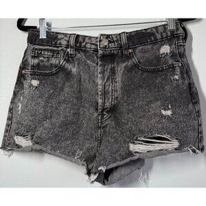 Wild Fable Womens Black Acid Wash Highest Rise Cut Off Shorts Button Fly Size 10